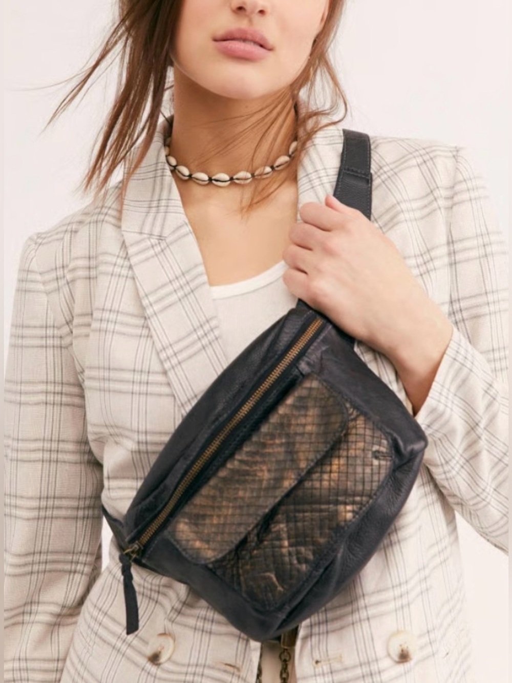 Free People Corrine Leather Snake Belt Bag / Fanny Pack / Crossbody Bag
